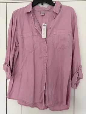 Chico's Dusty Rose Button-Down Utility Shirt